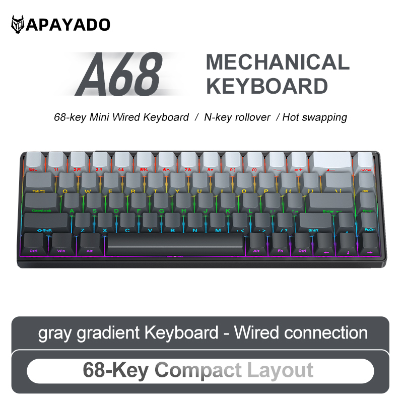 Gaming Keyboard Hot Swappable - APAYADO A68 Tastiera meccanica fai-da-te, tasti